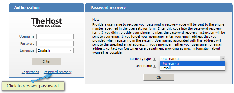 Recovery password