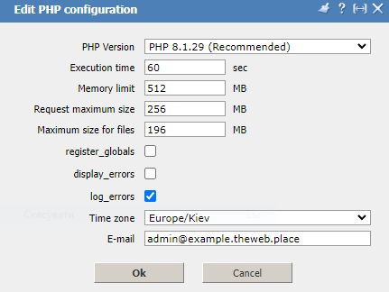 PHP Settings