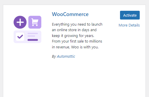 Плагины, активация WooCommerce