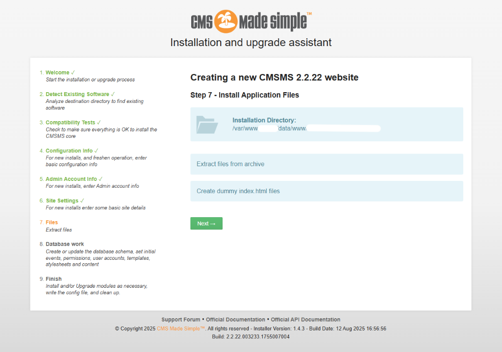 web installation sms cms step7
