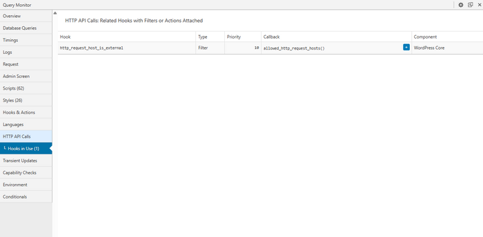 Query Monitor HTTP API calls